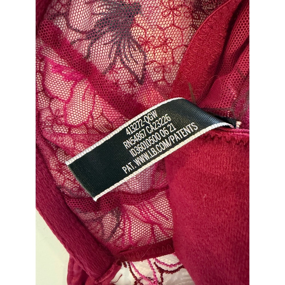 Victoria's Secret Burgundy Floral Embroidered Sheer Mesh Underwire Bra 34D - Picture 8 of 8
